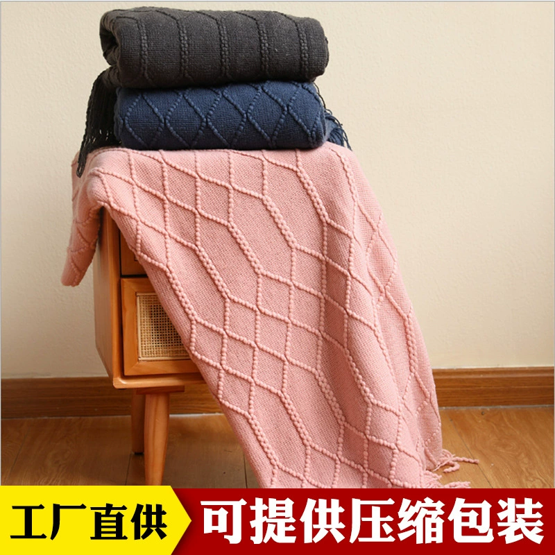 Вязаное одеяло Одеяло для дивана Одеяло Хвостовая кровать Одеяло для дивана Одеяло из скандинавской шерсти Одеяло для сна Зимнее офисное одеяло