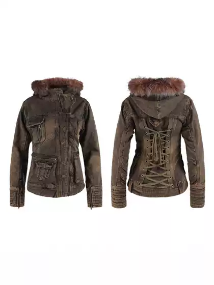 Detachable Sleeve Heavy-Duty Washed Denim Jacket for Women, Slim American Style, Versatile Punk Wasteland Jacket Top