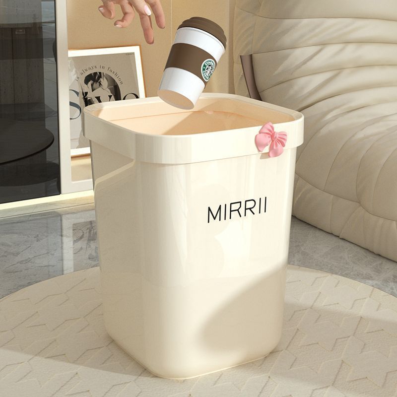 ゴミ箱クリーム風家庭用蓋なし圧輪開放大容量客間高颜値ごみ収納紙くずかご|undefined