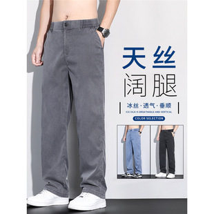 Summer Tencel Jeans Men's Loose Straight Autumn New Casual Trendy Brand Business Spring and Summer Thin Trousers Men
