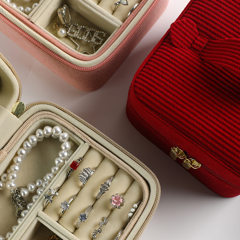 Caja de joyería portátil de melee de alta calidad, bolsa de maquillaje de viaje de gran capacidad, joyería lápiz labial, caja de almacenamiento con cremallera portátil