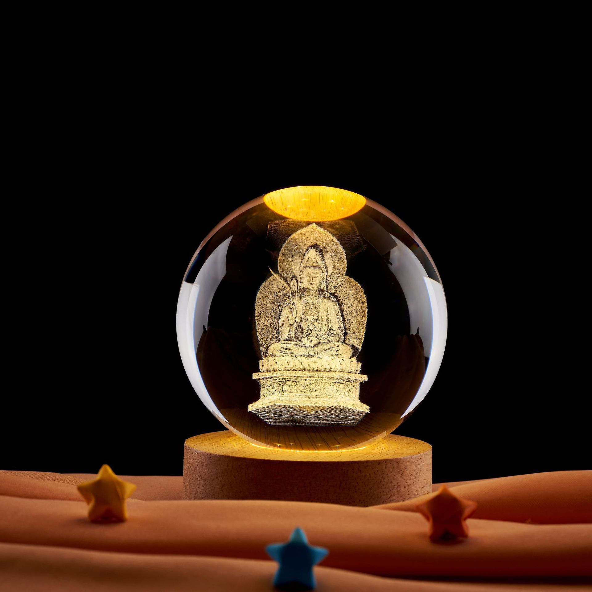 Lámpara de noche de bolas de cristal de loto Zen creativo chino decoración de escritorio decoración del gabinete de entrada decoración del dormitorio regalo