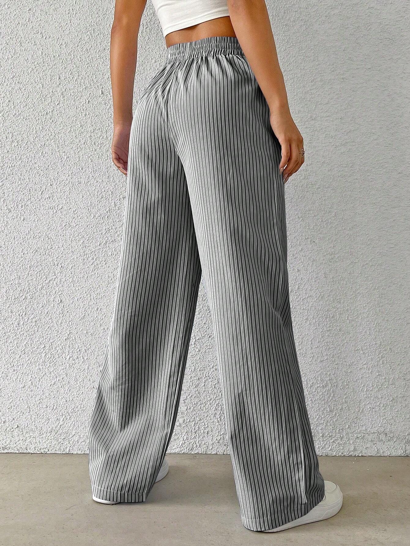 Women's Striped Wide Leg Trousers High Waist Casual Street Fashion Loose Fit American Style 2026 Hot Selling_ecoleips.com