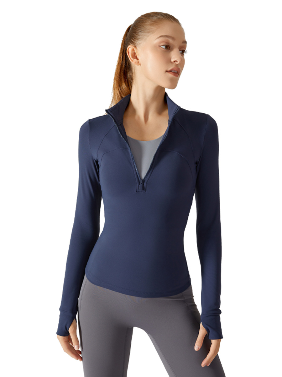 Camisetas de yoga de forro polar para otoño e invierno, ropa de yoga europea y americana de manga larga, chaquetas deportivas para correr y fitness para mujer