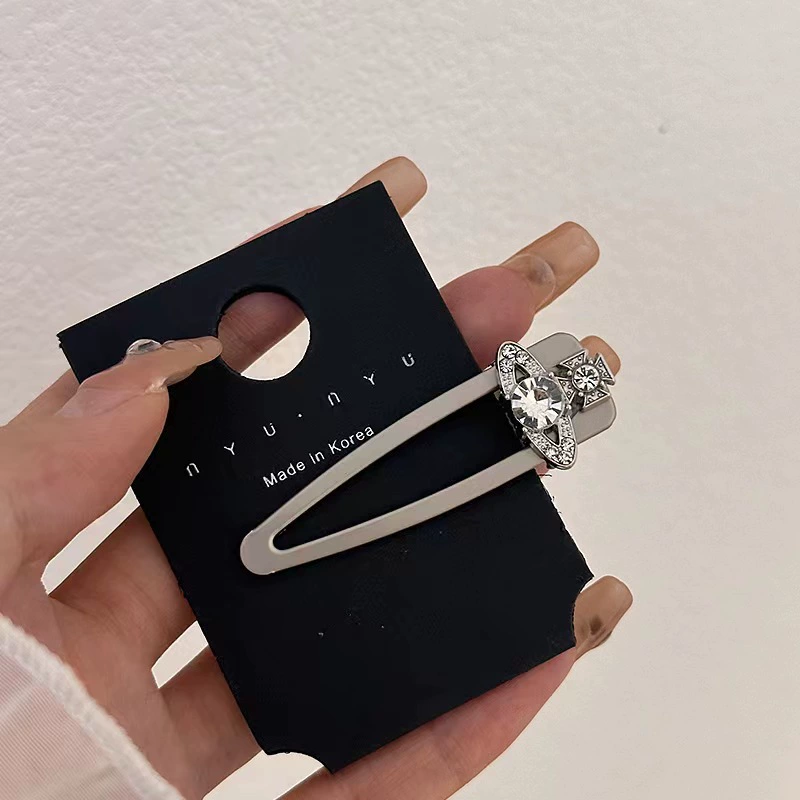 Набор заколок с rhinestone, заколки-утили Duckbill Y2K, треугольные и овальные камешки, серебристый/розовый
