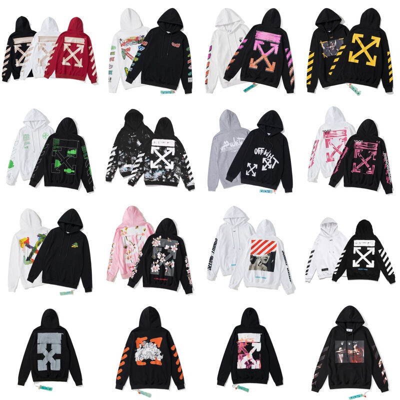 Cross-border foreign trade autumn and winter high street tide brand OFF Wei Yi OW arrow graffiti fireworks 99 rubber strip series men's and women's clothing