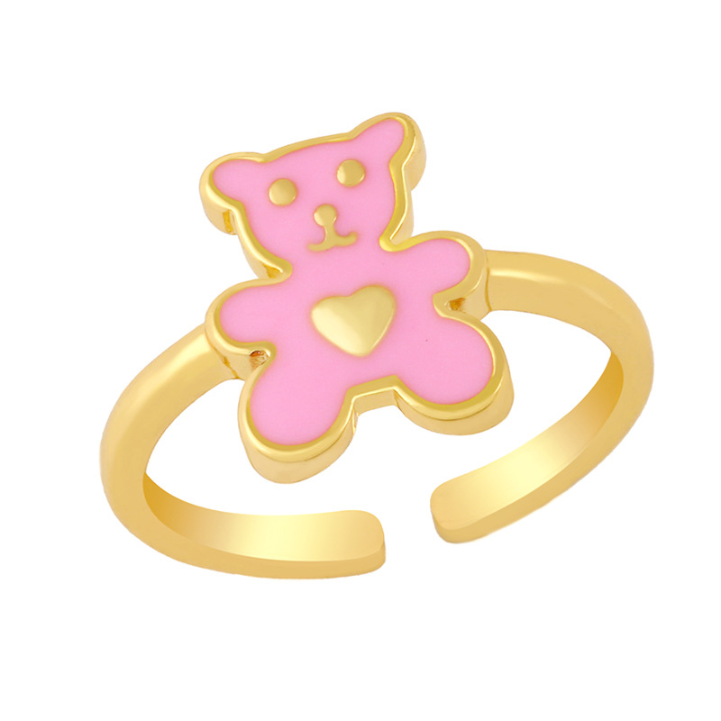 Cute Heart Bear Ring Europe And America Cross Border New Ins Style Colorful Oil Necklace Ring Girly Style Jewelry Rim58 display picture 10