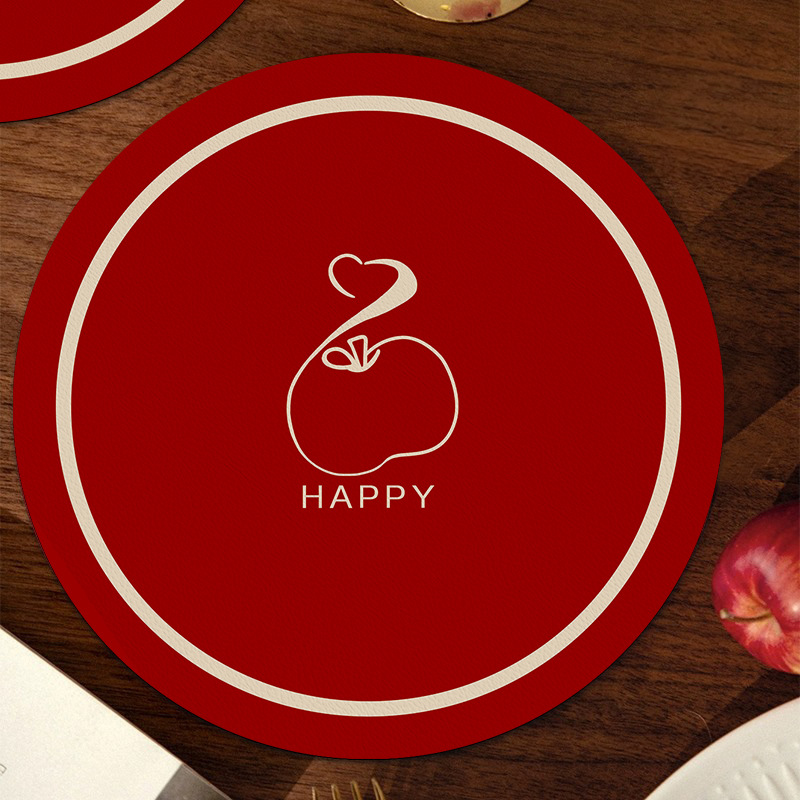 Posavasos festivos, boda roja, absorción de agua, aislamiento térmico, mantel chino de marea nacional, sentido avanzado, taza de té redonda, posavasos de café image 13