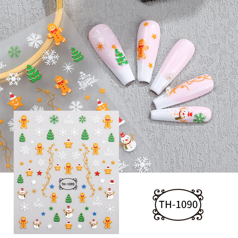 Zhengxiang 新しいインターネット有名人クリスマスネイルアートステッカー DIY ネイルアートデカールクロスボーダー雪だるまクリスマスツリー INS ネイルステッカー|undefined