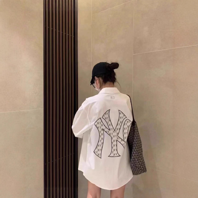 Trendy Brand Mlb Shirt Spring and Autumn New Embroidered Large Logo Shirt Yankees Loose Casual Unisex Shirt Jacket