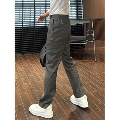 男士春夏商务休闲裤百搭修身西裤潮流纯色长裤夏季裤子男士休闲裤
