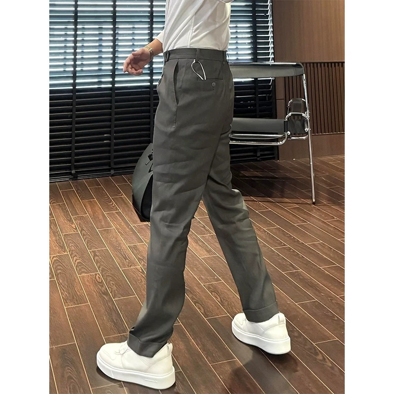 男士春夏商务休闲裤百搭修身西裤潮流纯色长裤夏季裤子男士休闲裤|undefined