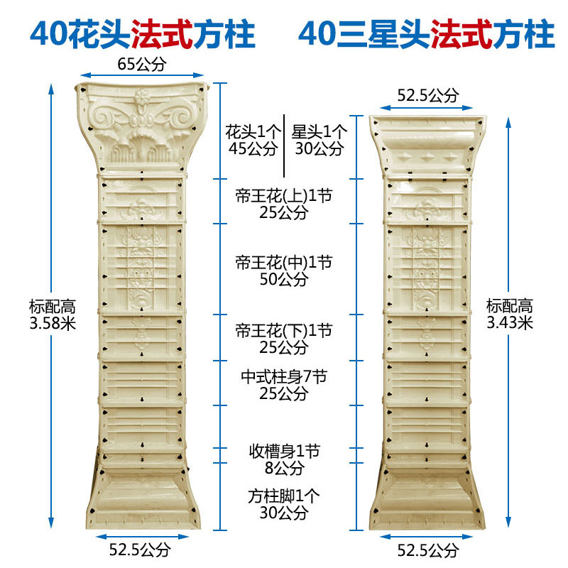 Yl罗马柱模具方柱模型别墅大门水泥四方形柱子装饰造型建筑模板加