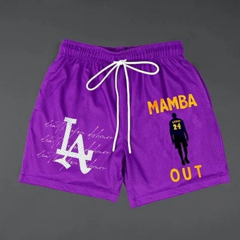 Summer Men's Mesh Shorts Lakers Purple La American Retro Sports Shorts Breathable Training Shorts