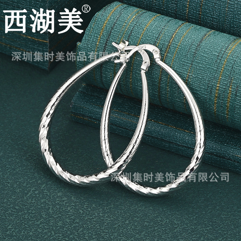 West Lake Beauty 31Mm*44Mm Oval Earrings New European and American Retro Noble and Easiest for Match Wholesale Manufacturer
