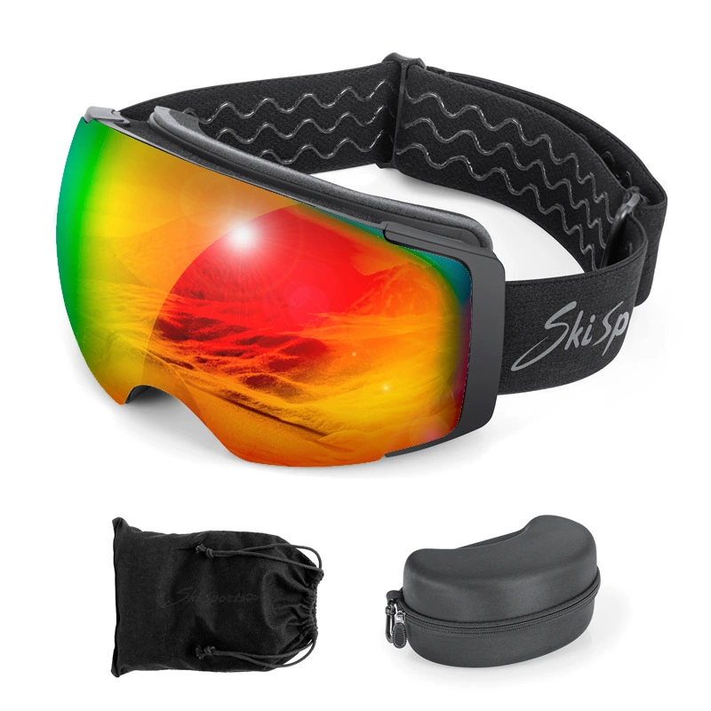 2025 Cross-border Double-layer Magnetic Snap Outdoor Ski Glasses Adult Anti-fog Large Field of Vision Spherical Myopia Goggles Wholesale