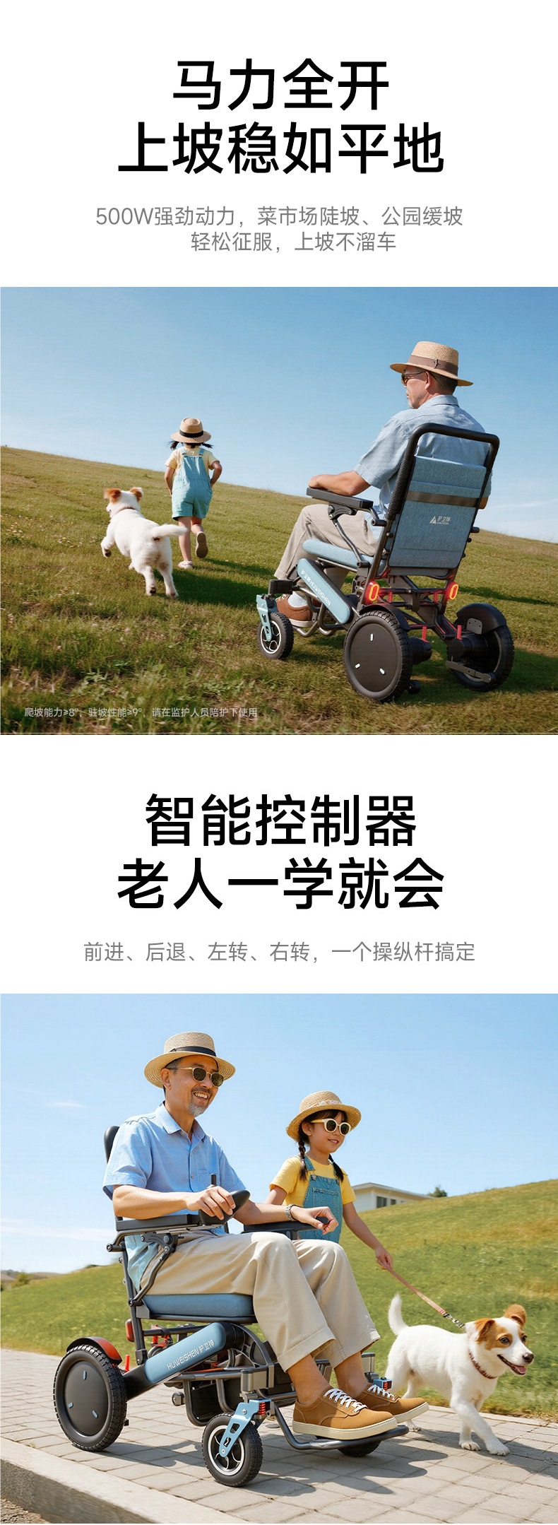 Guardian God 630 New Folding Electric Wheelchair, Lightweight, Intelligent, Fully Automatic Mobility Aid for Disabled Elderly People