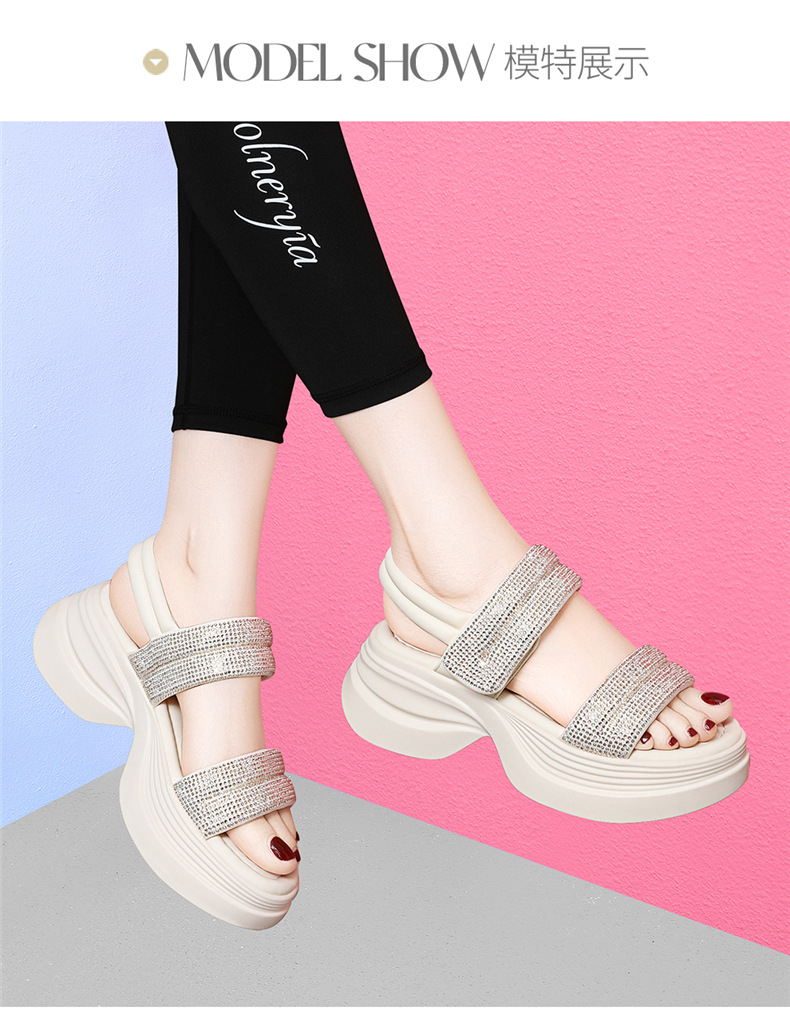 Dép sandal nữ quai chữ V da thật đế siêu dày tăng chiều cao phong cách La Mã — JST 7199 Trắng, JST 7199 màu đen chi tiết 11