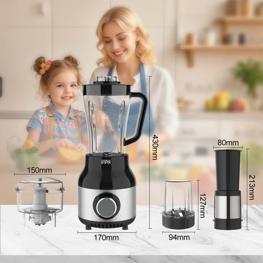 Winning star Cross-border 1.8L cuchillo de seis hojas cocina multifuncional de acero inoxidable juego de exprimidor cuatro en uno