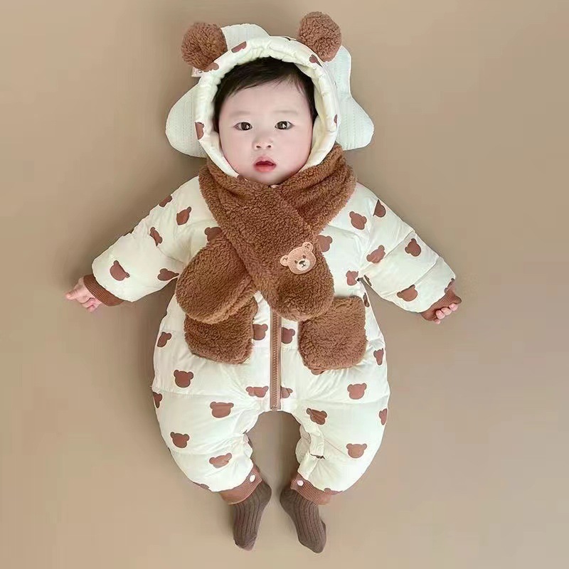 Ropa de bebé, ropa de invierno, recién nacidos, hombres y mujeres, bebés, monos súper lindos más algodón cálido de terciopelo, ropa de salida de invierno