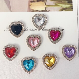 Hot sale love heart diamond jewelry accessories diy hair clip bag mobile phone shell hole shoes shoe buckle material