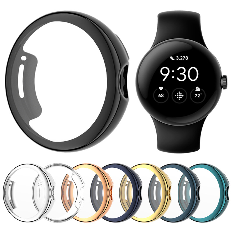 适用谷歌Google Pixel Watch1&2全包TPU电镀保护壳带触摸屏表壳