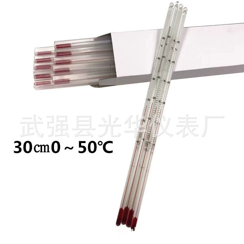 Измерение температуры 30 ㎝ 0-50 ℃ толстого стеклянного термометра керосина алкоголя термометра Красной воды штанги экспириментально