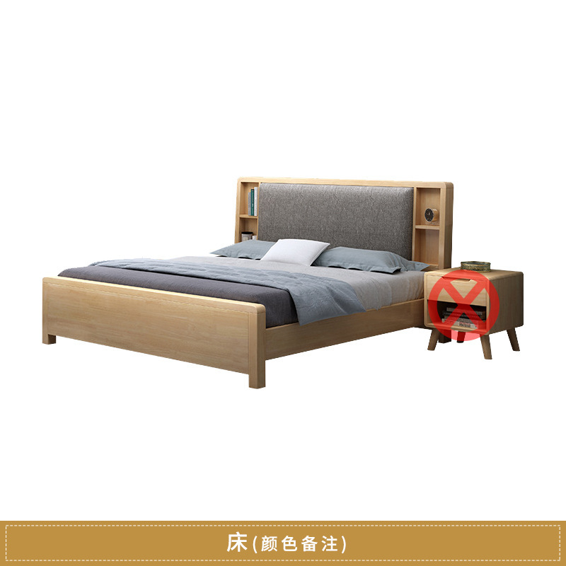 Cama de madera maciza nórdica cama doble 1,8 m 1,5 moderno minimalista registro suave cojín apartamento dormitorio muebles de almacenamiento cama de la boda