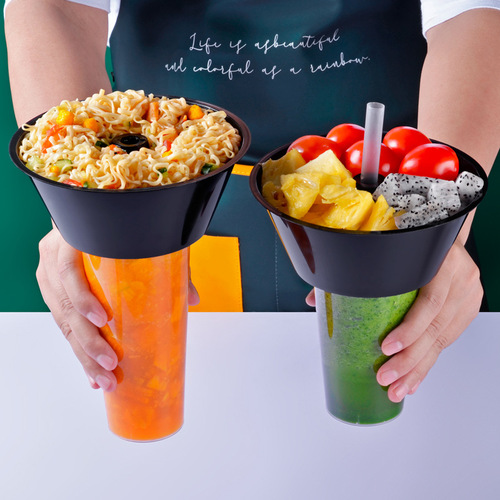 Disposable hot pot cup internet celebrity walking hot pot cup snack milk tea hot pot bowl with maocai black plastic cup holder