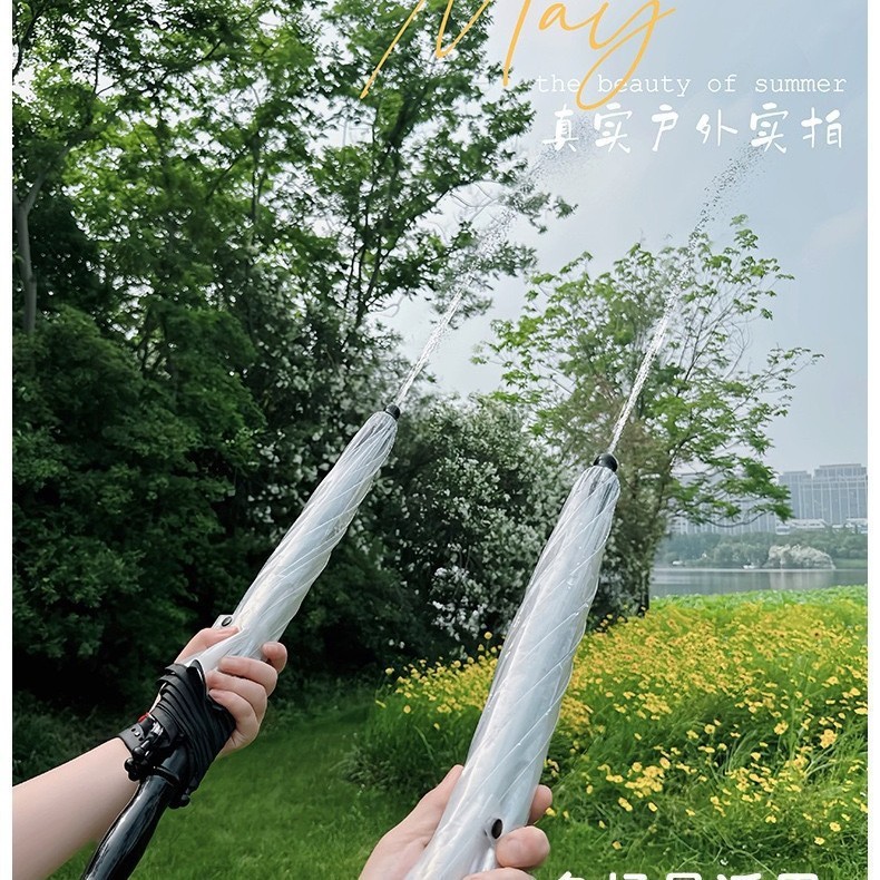 水鉄砲傘、長柄水鉄砲傘、透明傘、水遊び、引き出し式水鉄砲、水遊びおもちゃ、子供用傘、日よけ|undefined