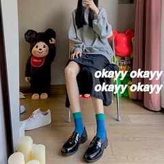 韓版學院風襪子網紅情侶拼色撞色復古女襪中筒襪春秋款經典休閒襪