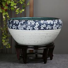 陶瓷鱼缸莲藕专用无孔水培花盆前台聚宝盆碗莲缸办公室桌面养鱼盆