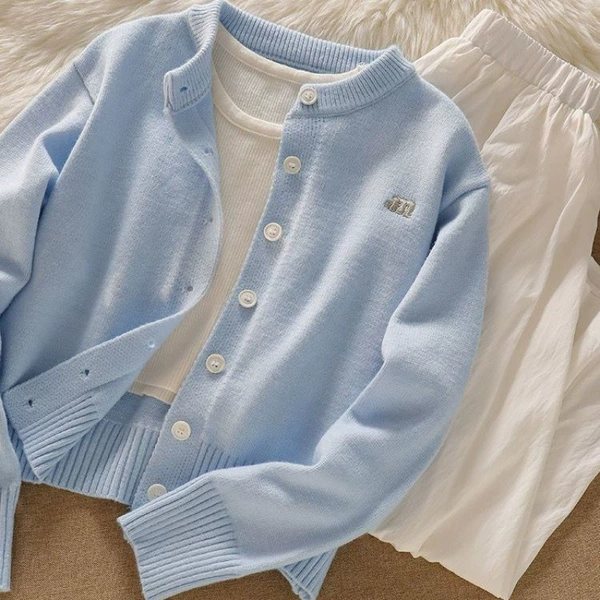 Blue sweater, skirt, set