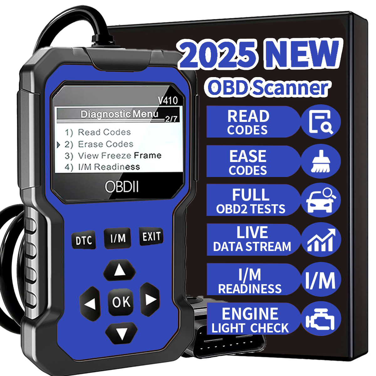 2025 OBD2 Scanner Car Diagnostic Device Code Reader Engine Fault Detector OBD Car Tester