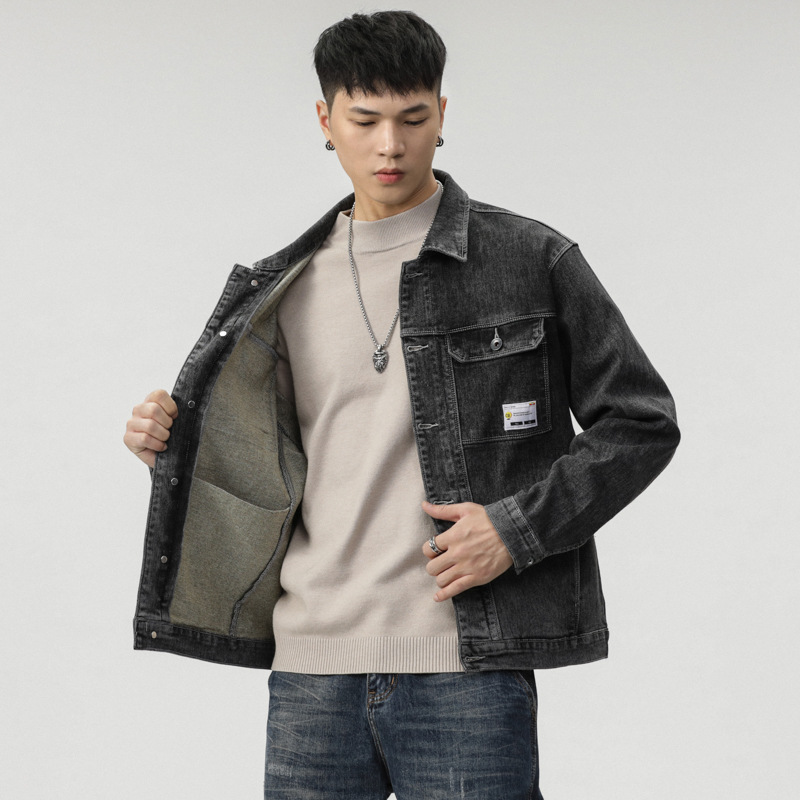 Veste transfrontalière pour hommes d'Amazon portant une veste en jean Joker chemise décontractée tendance pour hommes personnalité mince pour hommes_voghion.com