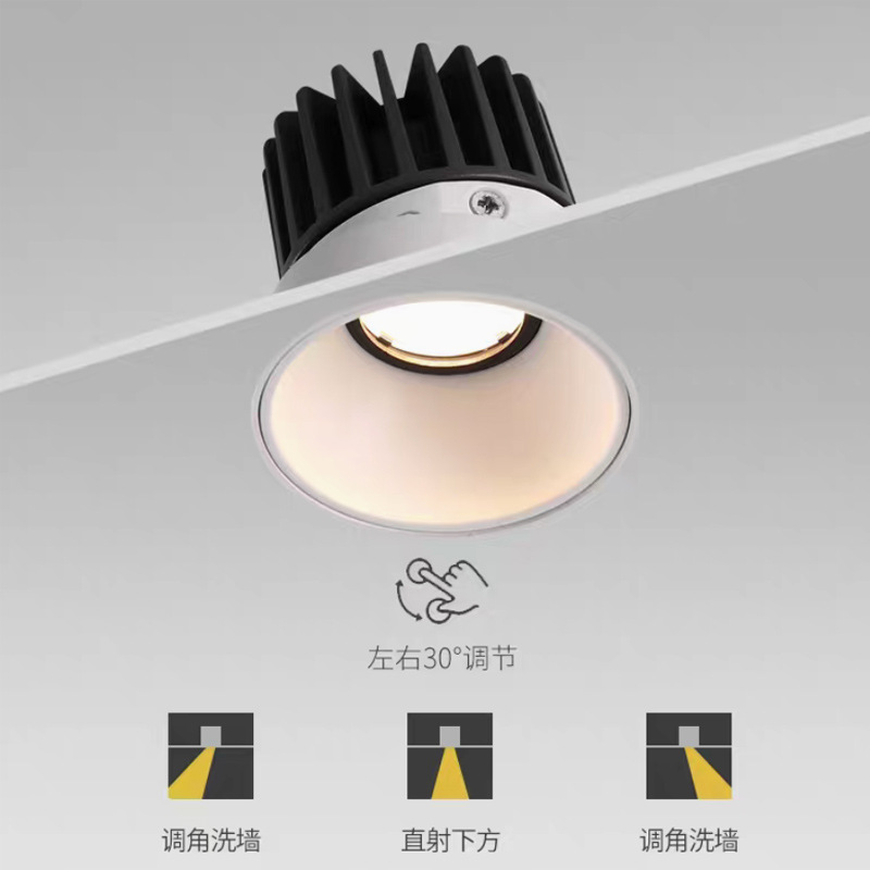 incrustado sin marco cob lámpara de foco sala de estar anti-deslumbramiento espectro completo incrustado techo sin lámpara principal montaje oculto colina