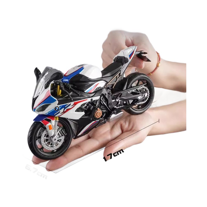 BMW 더블 R 합금 오토바이 모델 기관차 소년 가와사키 H2R 시뮬레이션 컬렉션 장식품 어린이 장난감 선물
