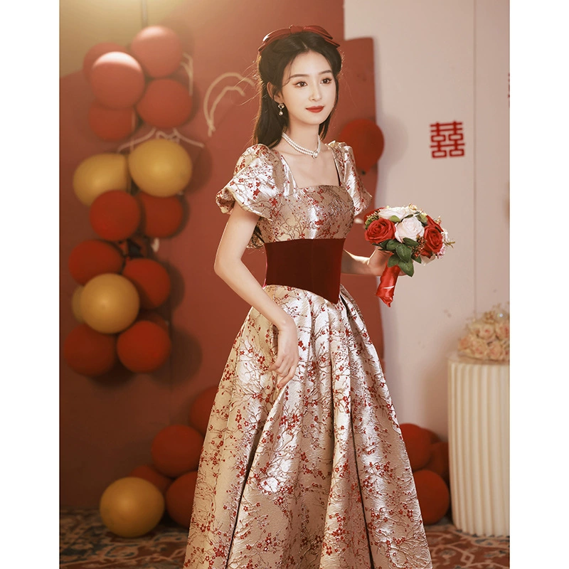 Тост Одежда Невесты 2023 Новое высококачественное длинное свадебное атмосферное платье для помолвки Женское платье Escape Princess Осень и зима