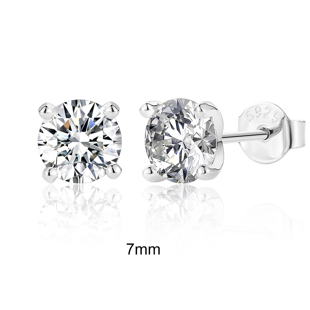 Daily Occasion 1 Pair 925 Sterling Silver Zircon Geometric Ear Studs