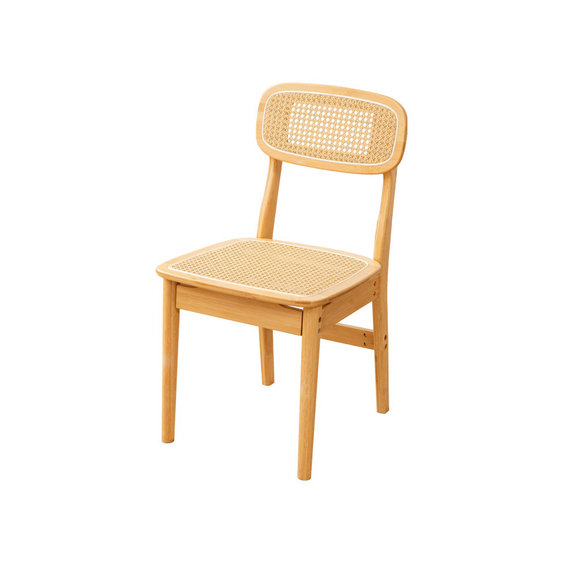 Silla de comedor de ratán, silla de mesa de comedor japonesa, hogar, apartamento pequeño, silla de respaldo moderna simple, restaurante, taburete nórdico de bambú y ratán