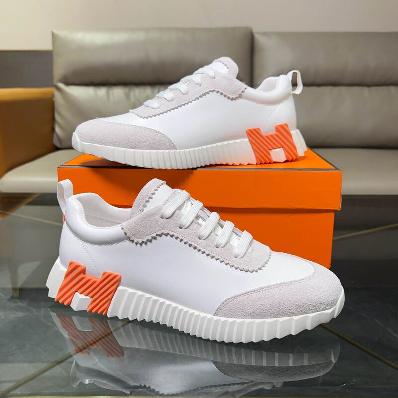 European Station 2025 New H Brand Men's Genuine Leather Thick-Soled Shock-Absorbing Running Shoes Casual White Sneakers Sports Shoes European Station 2025 New H Brand Men's Genuine Leather Thick-Soled Shock-Absorbing Running Shoes Casual White Sneakers Sports Shoes