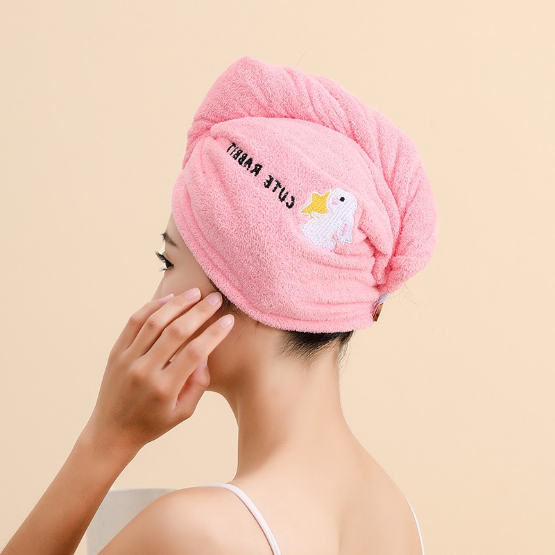 Asciugamano in pile corallo per capelli donna cuffia_voghion.com