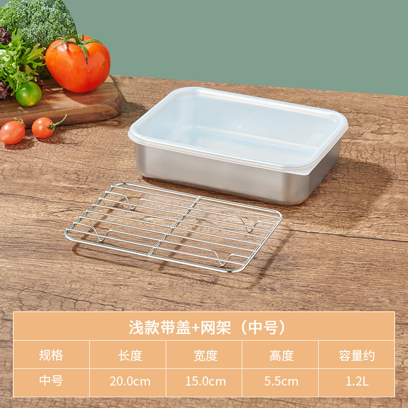 Acero inoxidable crisper hogar sellado grado alimenticio refrigerador con tapa carne de pescado congelado caja refrigerada