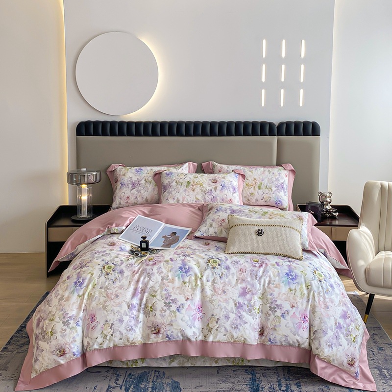 100 xinjiang algodón de lana larga impresión digital de cuatro piezas de sábanas de cama de algodón tipo a cuatro piezas de sábanas