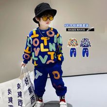 男童春秋款套装2022新款韩版帅气男宝宝炸街时髦卫衣两件套潮酷