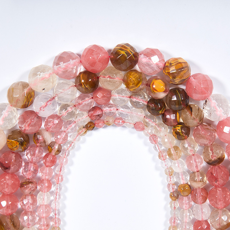 Add color optimization watermelon crystal cut loose bead bracelet diy bracelet watermelon peel round beads spot 4mm-12mm