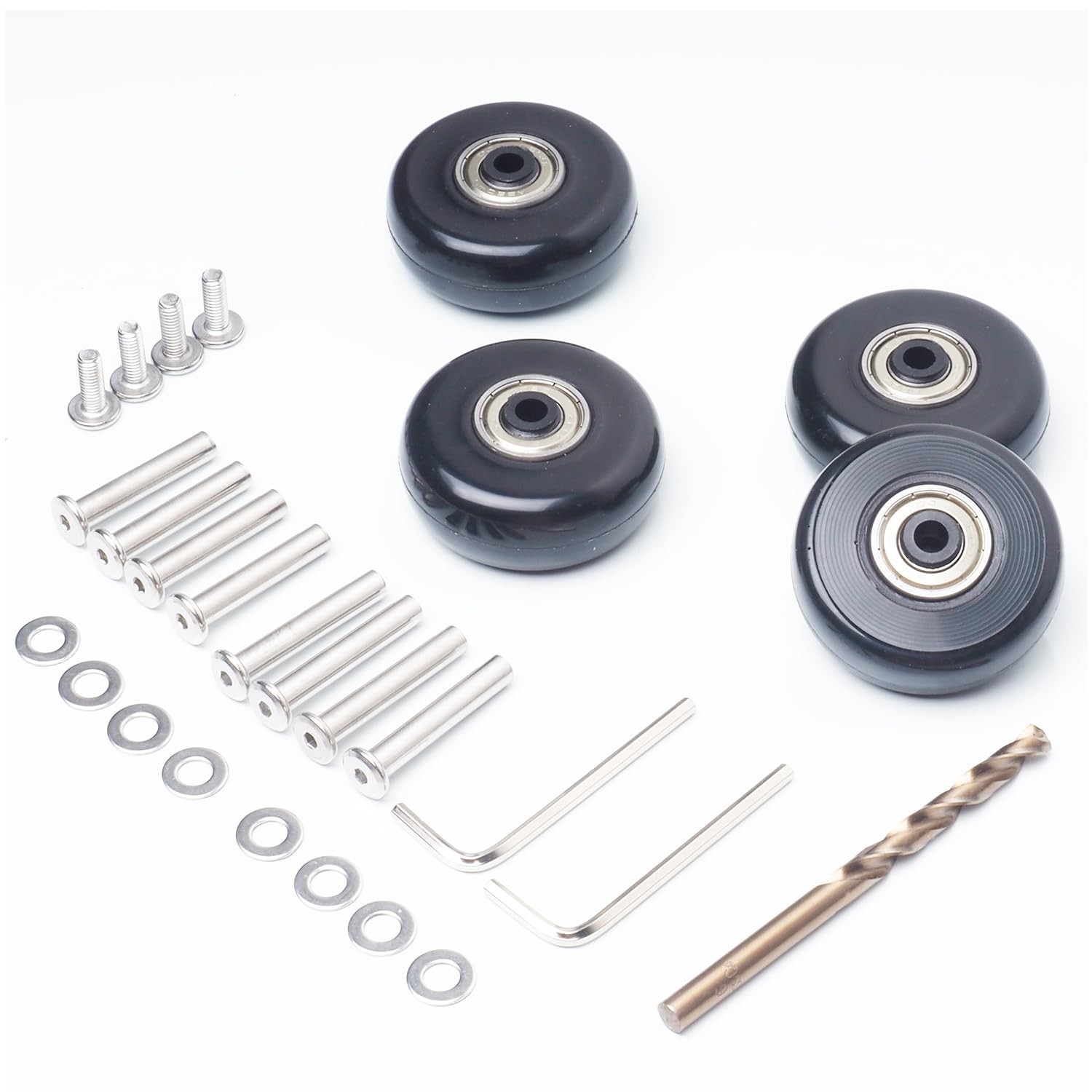 50mm Luggage Wheel Replacement Set with Ball Bearings, 4 Universal Wheels Suitable for Suitcase Replacement Wheel Set