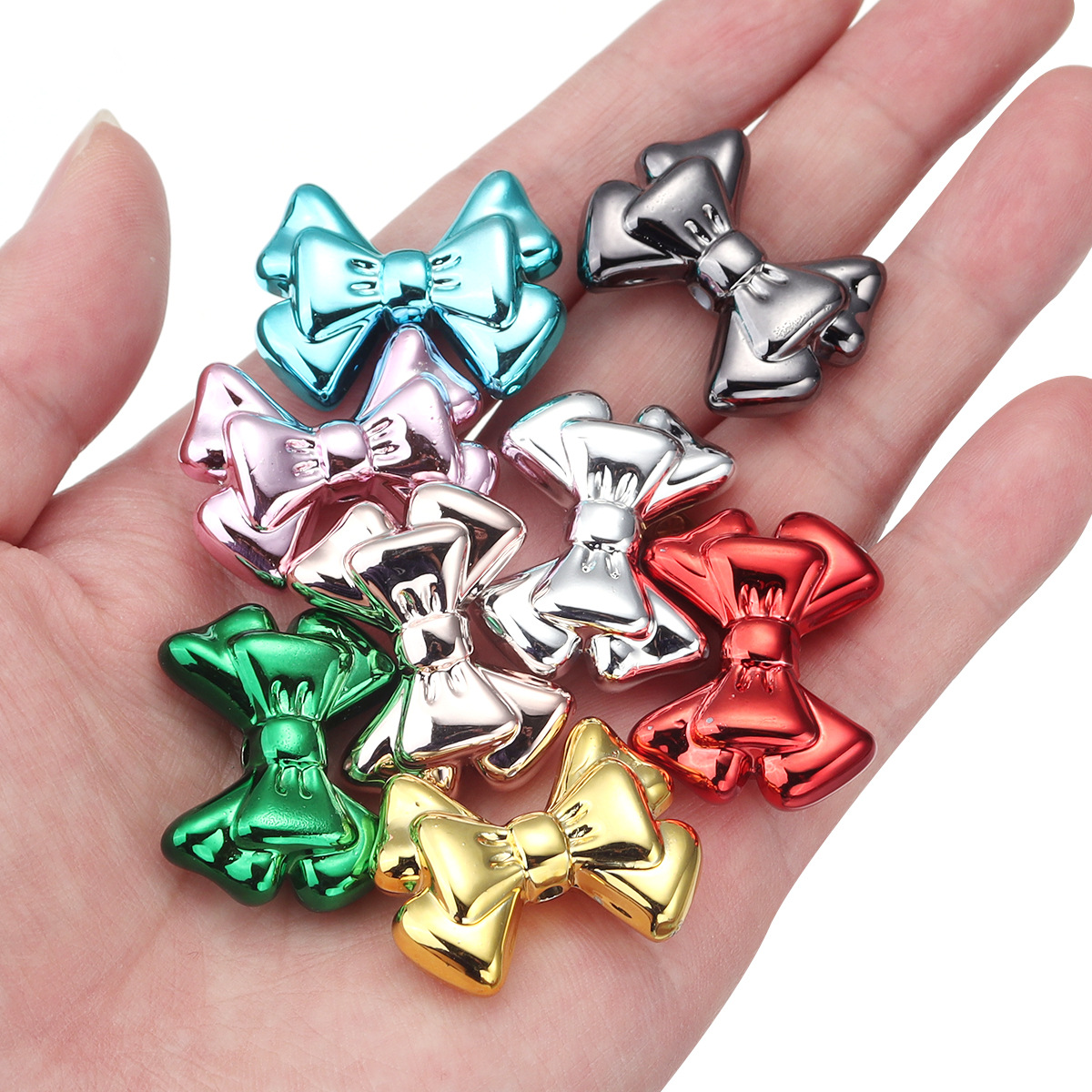 35g Weight Beads Jewelry Making Type DIY Jewelry Accessories Classification 10 PCS/Package Quantity Acrylic Material Bow Knot Pattern Plating Design Sweet, Simple Style Style 10 PCS/Package Arylic Bow Knot DIY Jewelry Accessories Beads 2