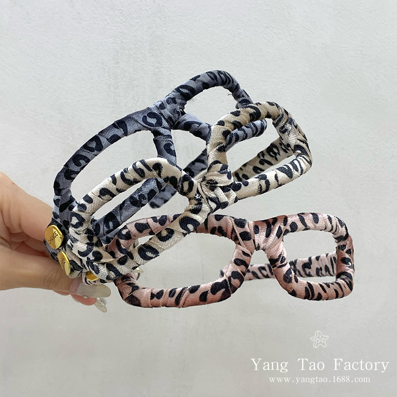 Corea del Sur Dongdaemun nuevo patrón de leopardo envuelto gafas de cabello en el diseño de estilo estilo de cabello de cabello joyas de cabello