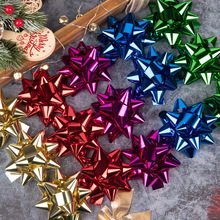 3寸自粘星星花跨境亮面圣诞节树立体彩带花婚礼节庆日装饰pet